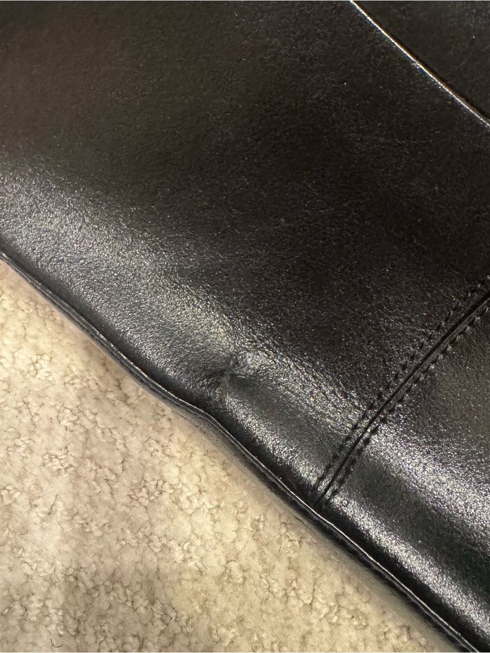 Supple black leather East-West Alfani brand shoulder bag - Picture 7 of 8